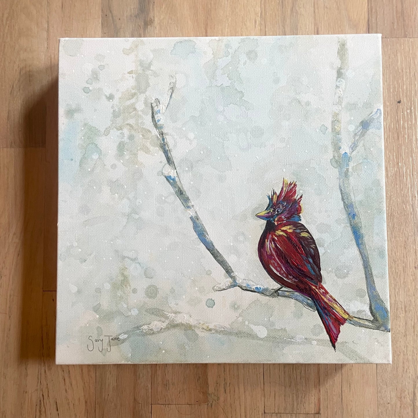 "Cardinal Intention" 12x12" Original Painting