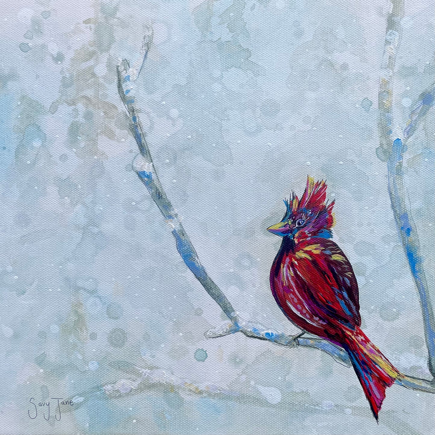"Cardinal Intention" 12x12" Original Painting