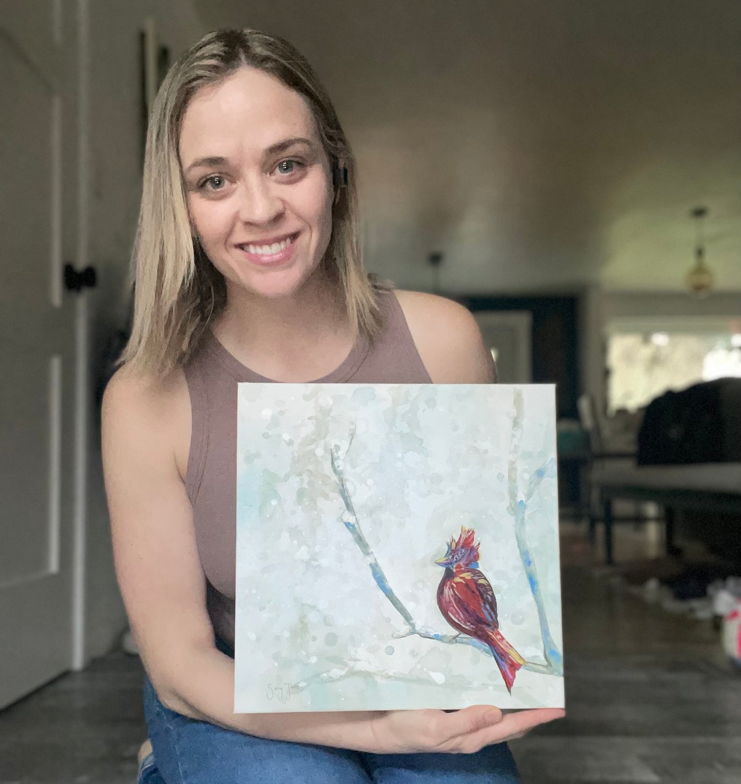 "Cardinal Intention" 12x12" Original Painting