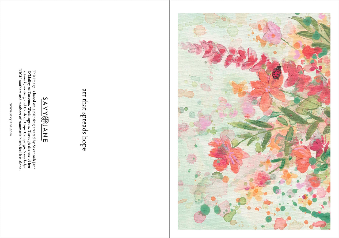 "Hope is Here in Pinks" 7x5" Greeting Card