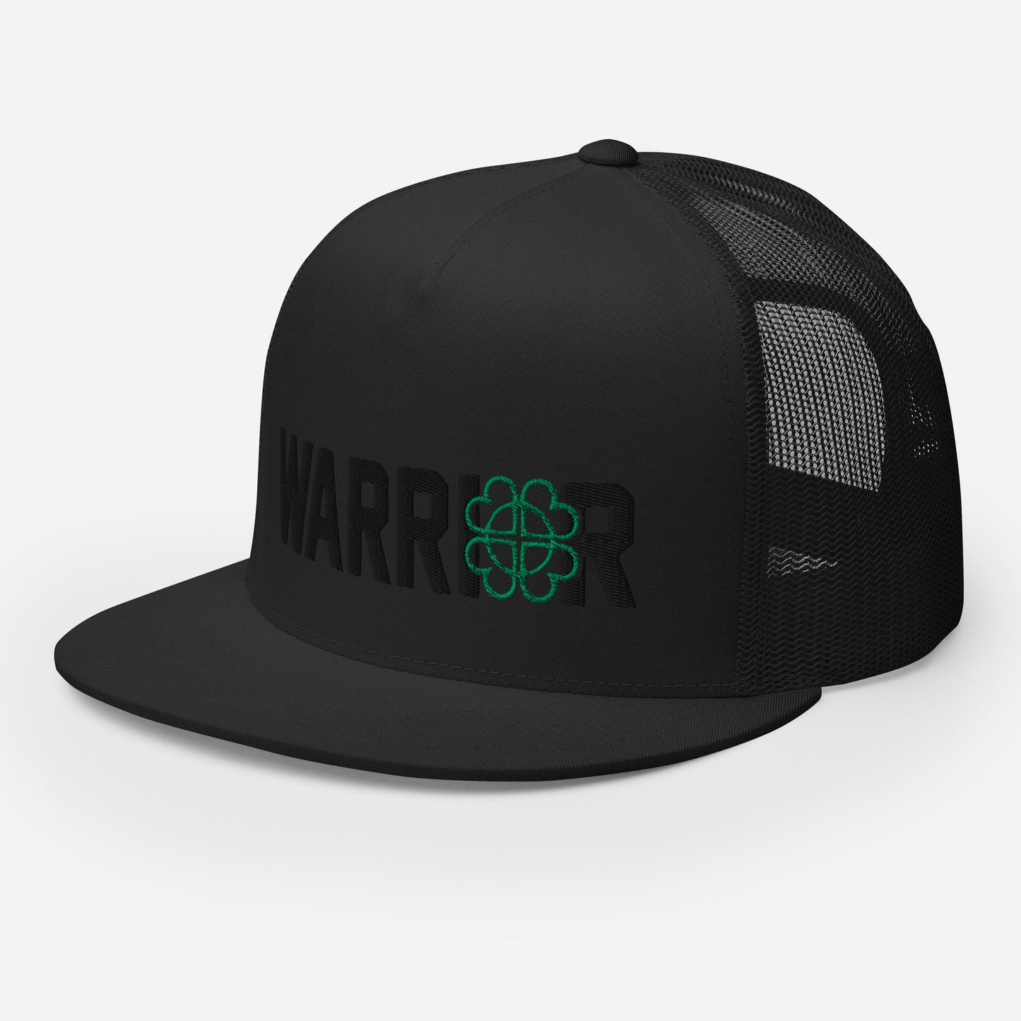 Black Trucker Hat with Green Logo
