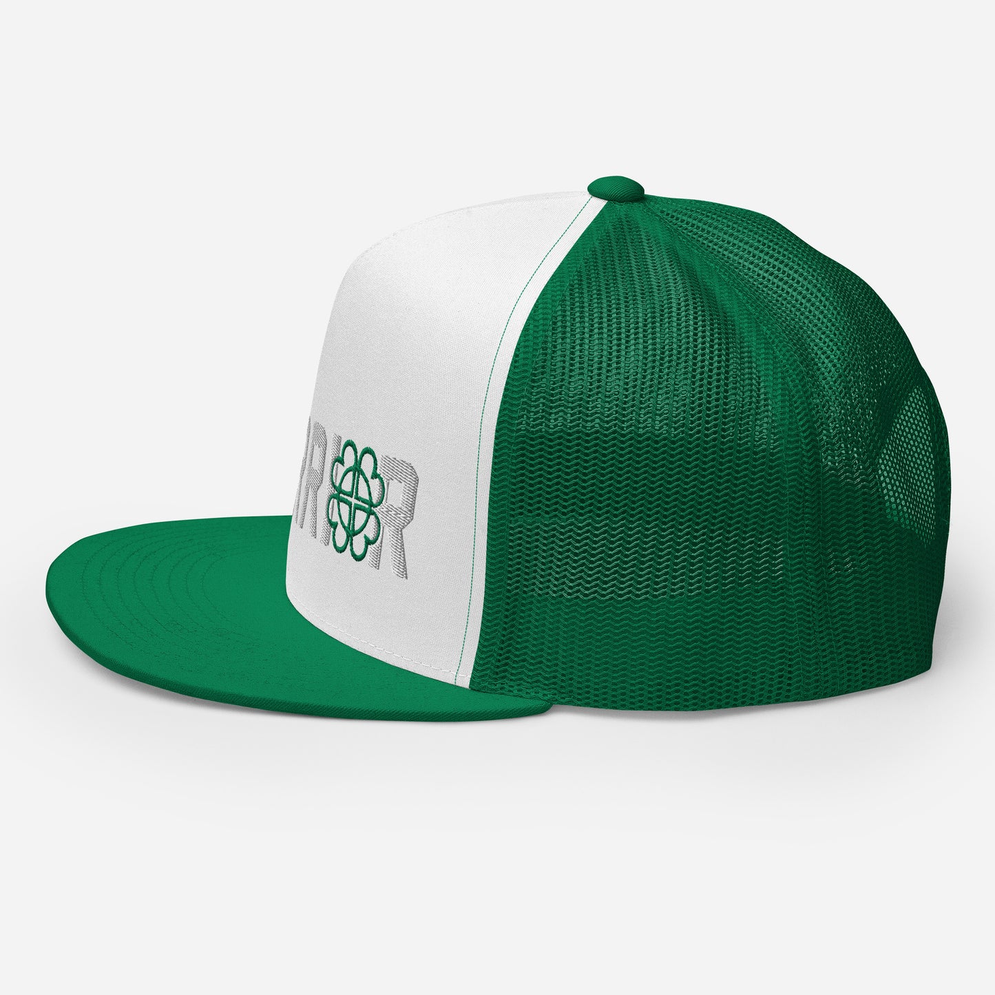 Green and White Trucker Hat with Green Logo