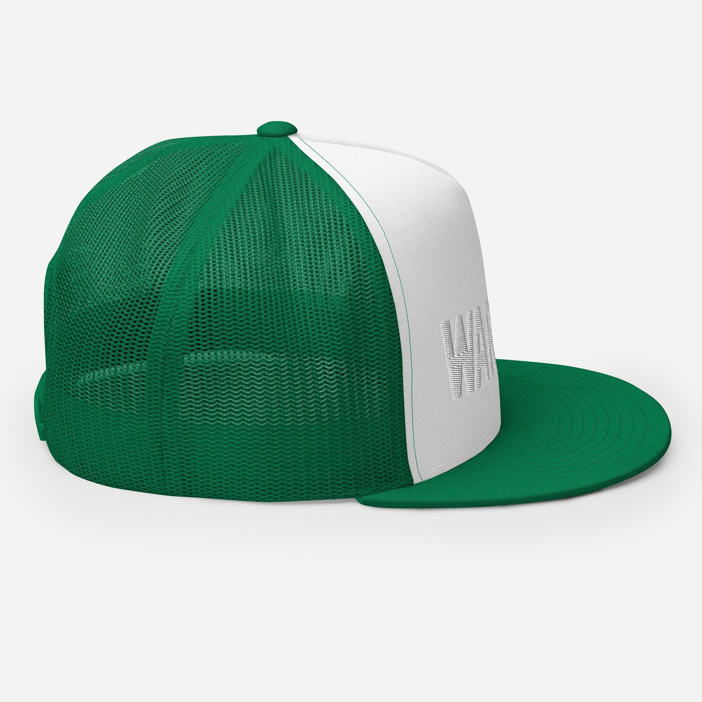 Green and White Trucker Hat with Green Logo