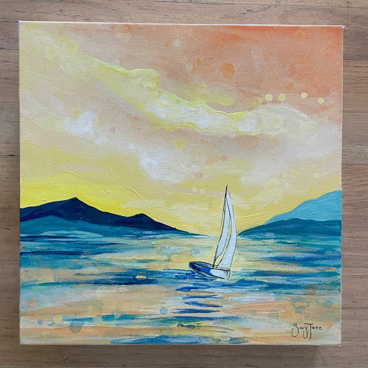 SOLD_"Solitary Sails" 12x12" Original Painting