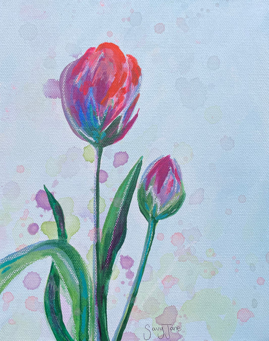 "Simple Tulips I" 8x10" Original Painting