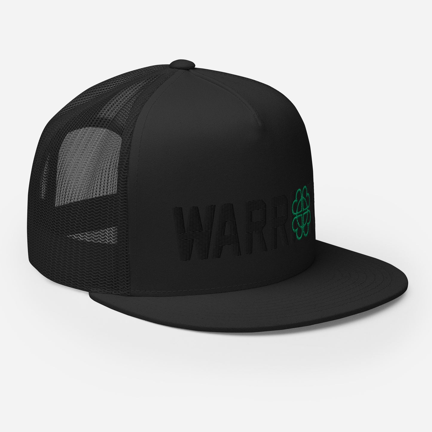 Black Trucker Hat with Green Logo