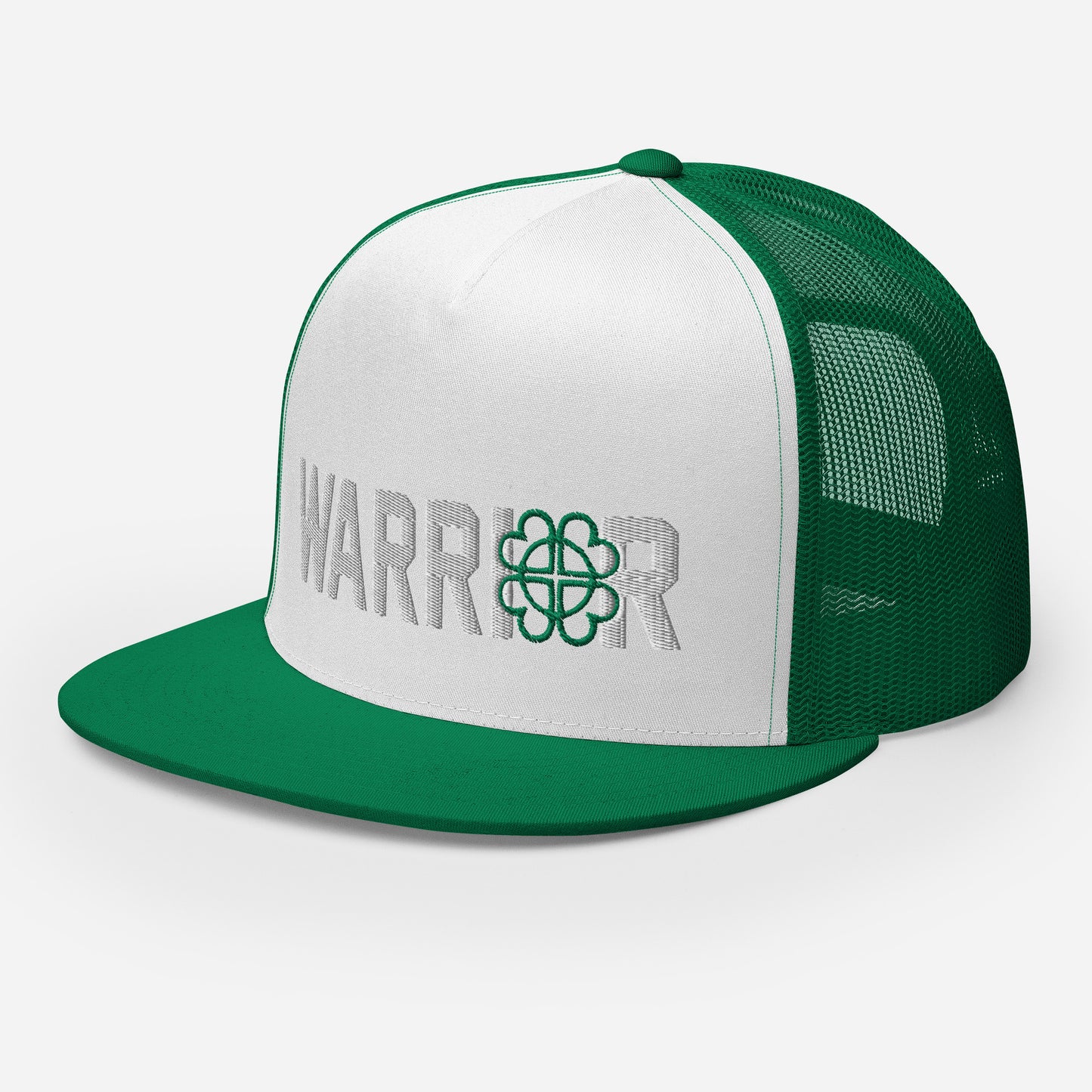 Green and White Trucker Hat with Green Logo