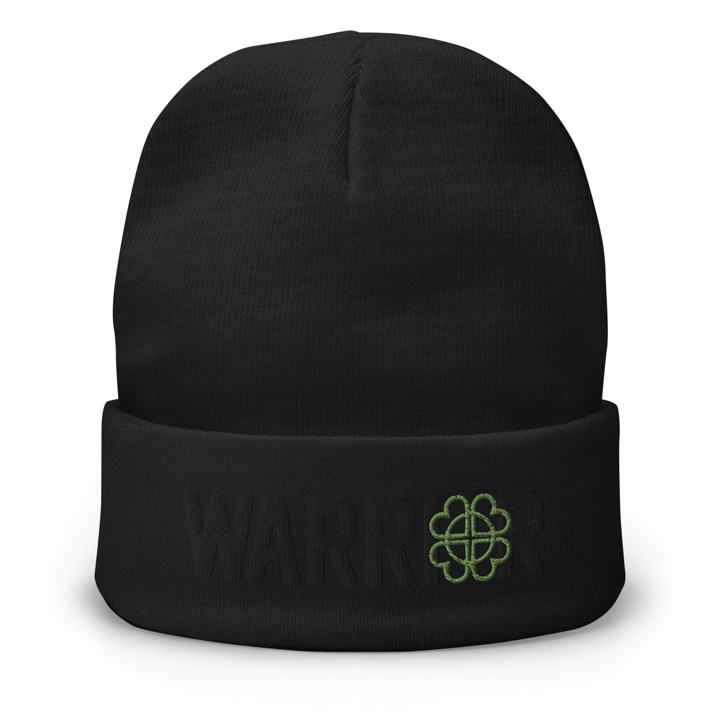 Embroidered Warrior Beanie with Green Logo